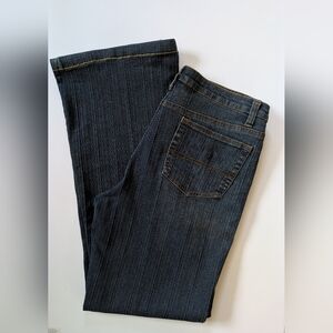 Gasoline Stretch Denim Jeans Mid-Rise Flare Pants Size 12 Bohemian Festival